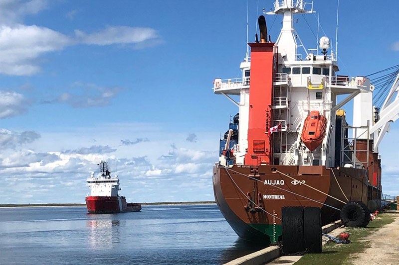 A cargo ship en route from Quebec to Nunavut was the first ship of the season to dock at the Port of