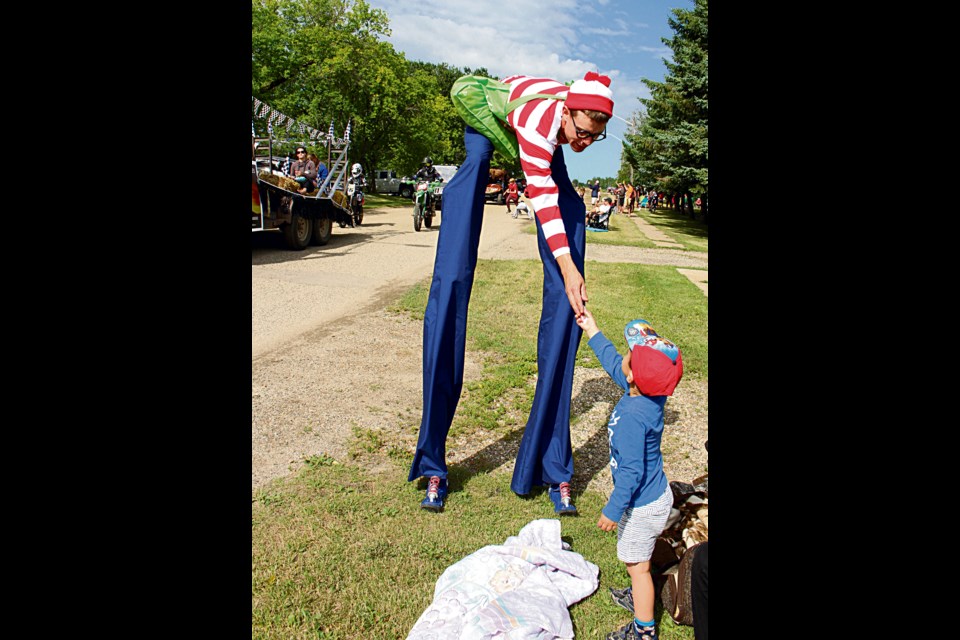 You never know what you’ll see at the Oak Lake Fair. This man was hard to miss as he walked the parade route in 2017!