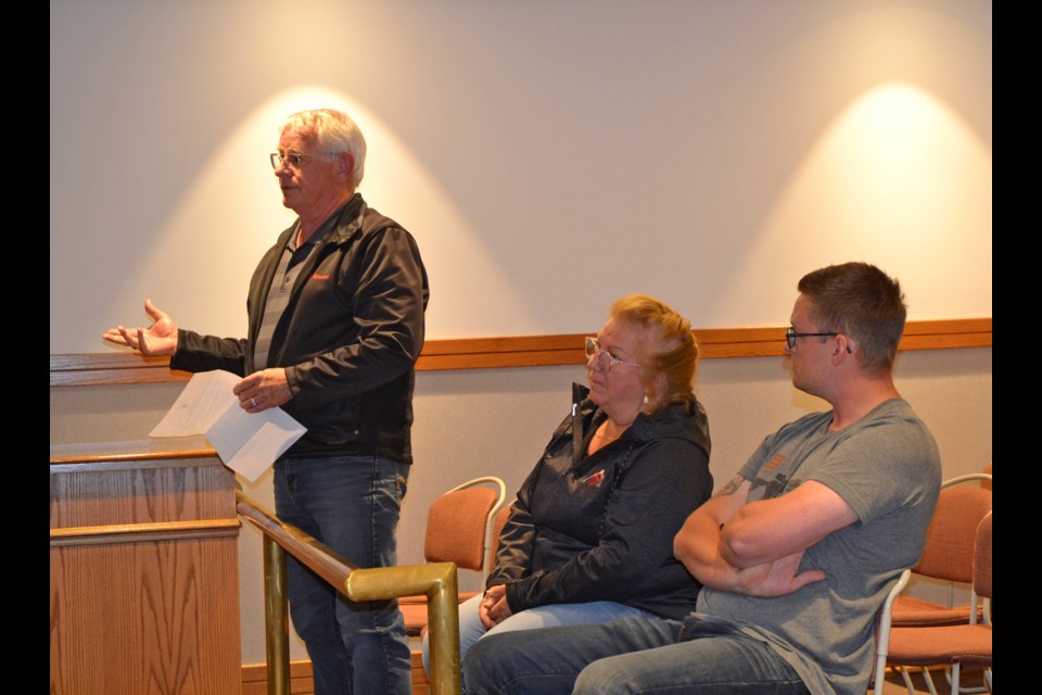 Several residents of Queen St. East appeared before Virden Town Council last week to express their concerns about planned construction on their street. (l-r) Brett Rishel, Ruby Rishel, Tyson Lobreau.