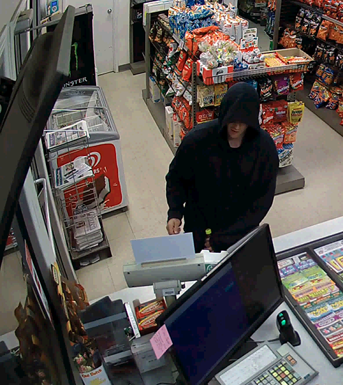 Thompson RCMP believe this man purchased gasoline at the Petro-Canada station that was used to set the Butter Chicken Express Indian restaurant on fire July 18 and that he may have suffered burns on his hands.