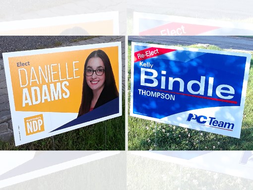 Provincial candidates signs (Kelly Bindle and Danielle Adams)