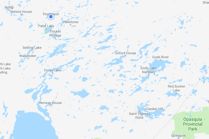 The Island Lake region, in the bottom right corner, includes four fly-in First Nations with an estim
