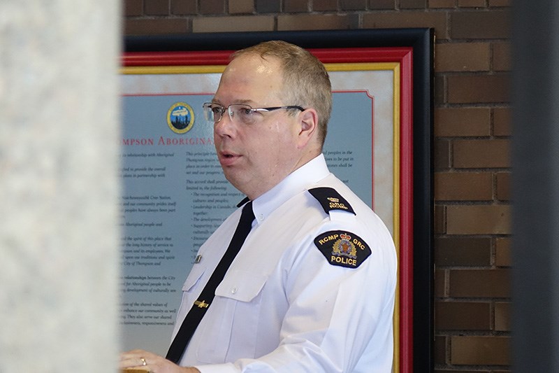 Thompson RCMP detachment officer-in-charge Insp. Brian Edmonds speaks in February during a provincia