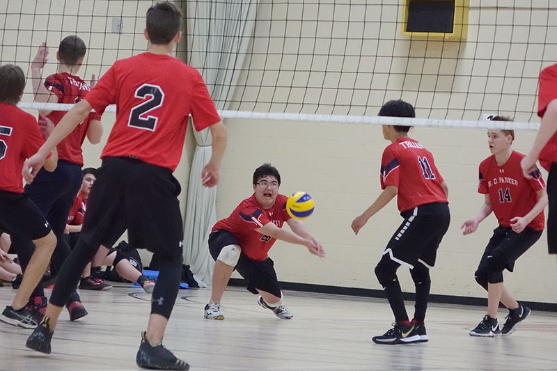 R.D. Parker Collegiate’s junior boys’ volleyball team defeated Hapnot Collegiate Institute from Flin Flon in the final to win a tournament on home court Oct. 5.