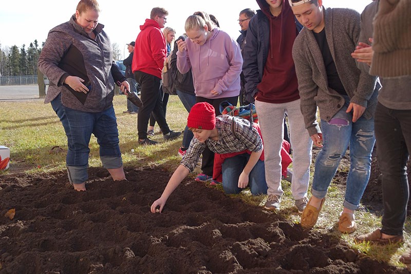 R.D. Parker Collegiate students who are taking a trip to the Netherlands in the spring to celebrate the 75th anniversary of its liberation from the Nazis plant tulip bulbs Oct. 22 in what will become the school’s Liberation 75 Tulip Memorial Garden.