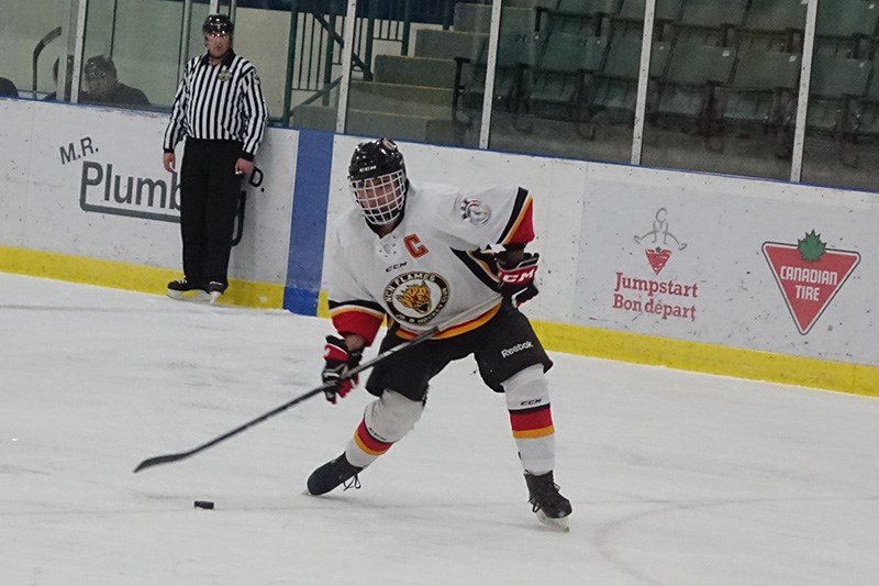 Keith Blacksmith, seen here during a game in Thompson Nov. 21, was one of eight NCN Flames players t