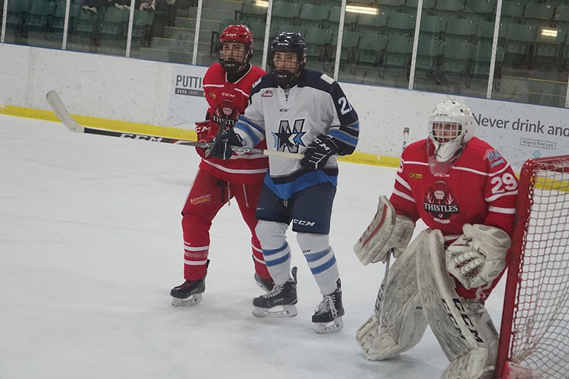 Blake Lahonen had a hat trick for the Norman Northstars Dec. 8 as they earned their first win of the