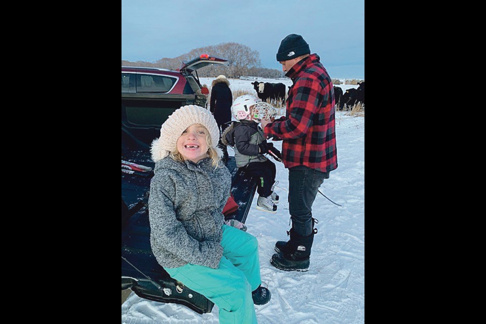 On Dec. 31, Jamie and Lindsey Hodson’s children are about to experience an age-old Manitoba winter pastime. Outdoor skating on the cows' frozen dugout.