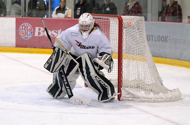 18-year-old goaltender Shayna Moore from Thompson appeared in the Manitoba Women’s Junior Hockey Lea
