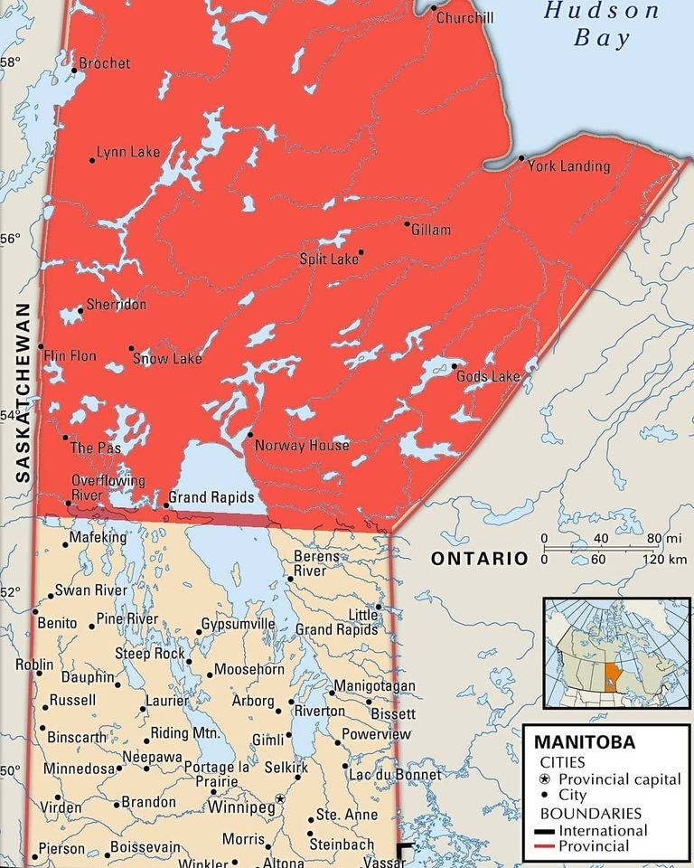 map showing 53rd parallel manitoba