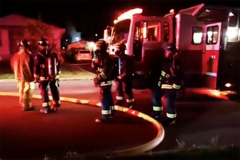A screenshot of a video posted on the Thompson Professional Firefighters Association Facebook page s