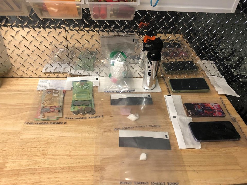 Cash, bear spray and about 140 grams of cocaine were seized by Thompson RCMP during a Sept. 28 traff