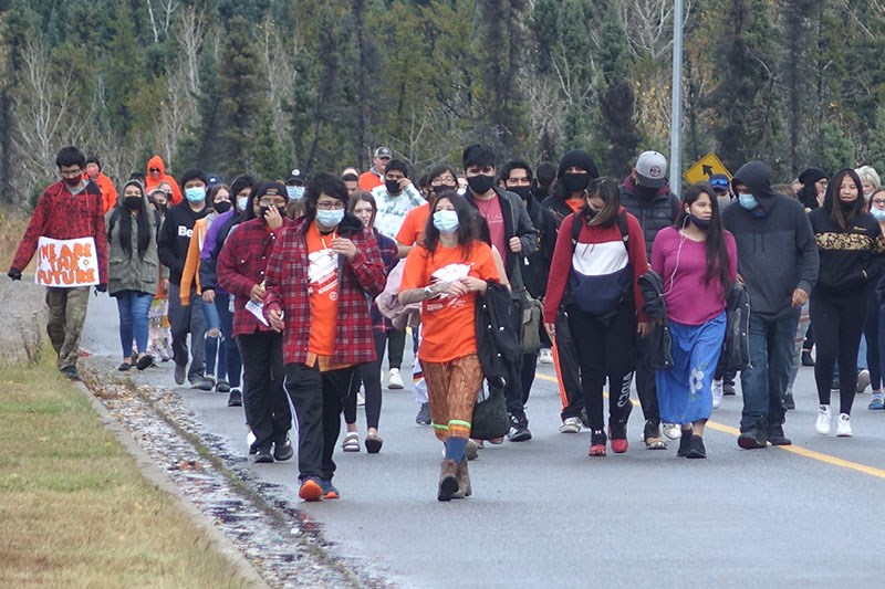R.D. Parker Collegiate students walked around UCN Drive during an Orange Shirt Day event to honour residential school survivors Sept. 29.