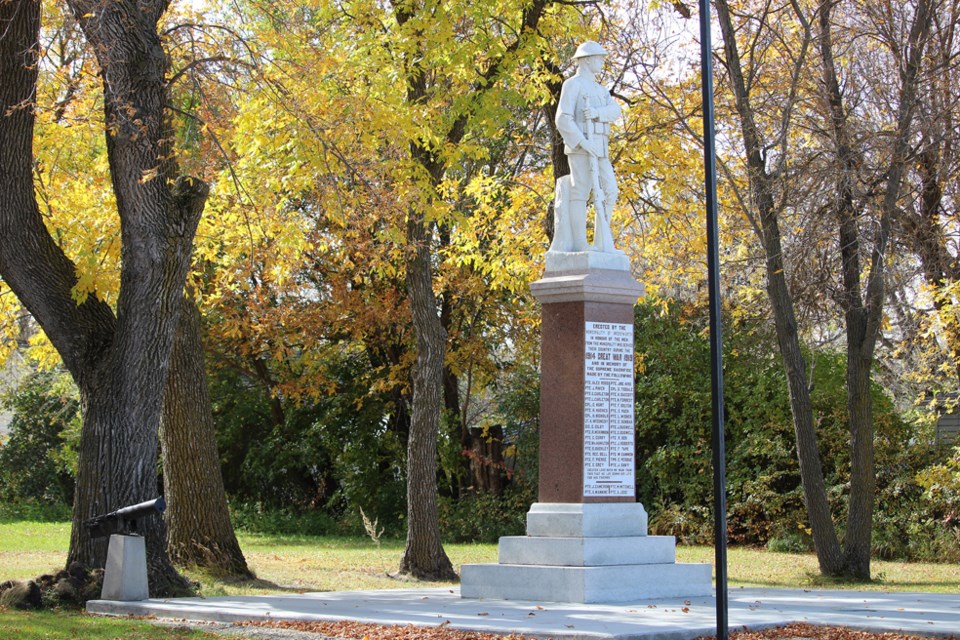 This memorial monument was placed at Lenore some years ago as the result of a group of women who petitioned the municipality. Recently it has received some attention and Garry Draper of Lenore says, “We’ve just done some work there. We poured a new pad all the way around it and the front of it has been redone.”