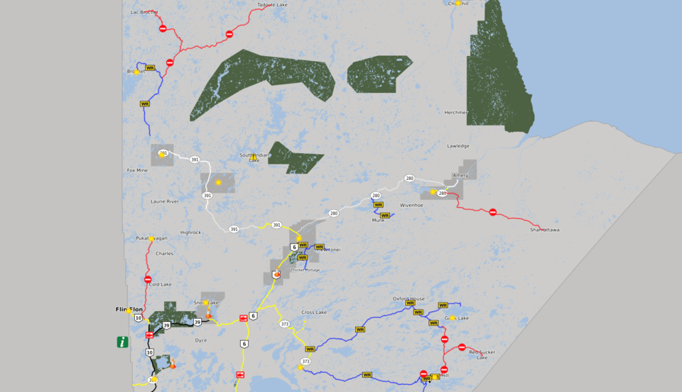 Manitoba’s winter road system connects 22 communities and covers nearly 2,400 kilometres.
