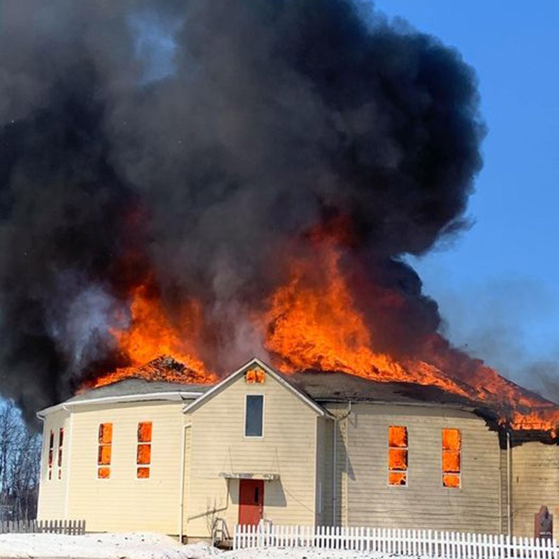 The St. Theresa Point Roman Catholic church burnt down in a suspected arson April 4.
