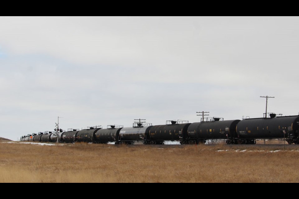 On Thursday afternoon, a tanker train is parked over Hwy 24, across the diagonal rail crossing just a mile east of the village of Arrow River, nearby to where an accident between the train and an employee is said to have occurred. The CN rail line runs a double track in the vicinity of Quadra and on westward to Arrow River.