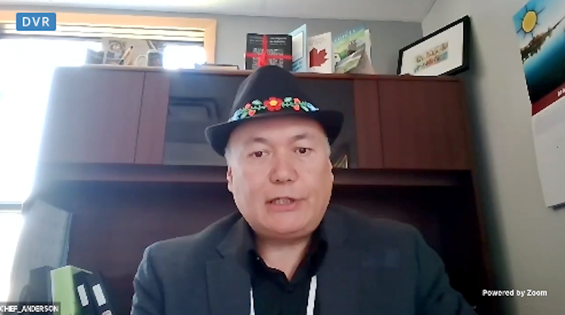 Norway House Cree Nation Chief Larson Anderson speaks May 18 during an online press conference about