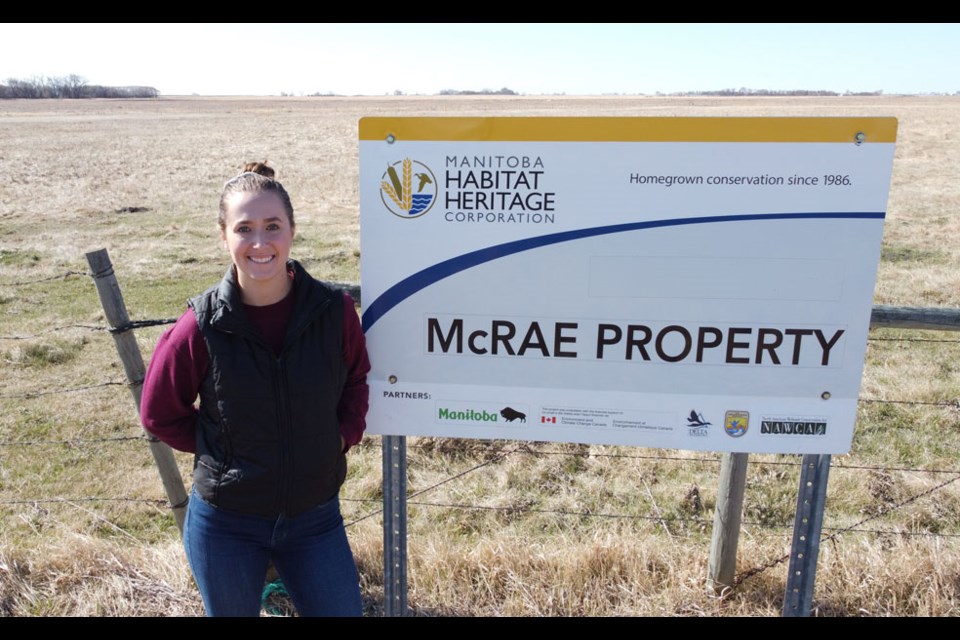Kasie McLaughlin on the McRae Property, a 160-acre piece that is suitable habitat for both upland and wetland birds. Northern Pintail, Bobolink and countless shorebirds nest on the McRae property year-round.