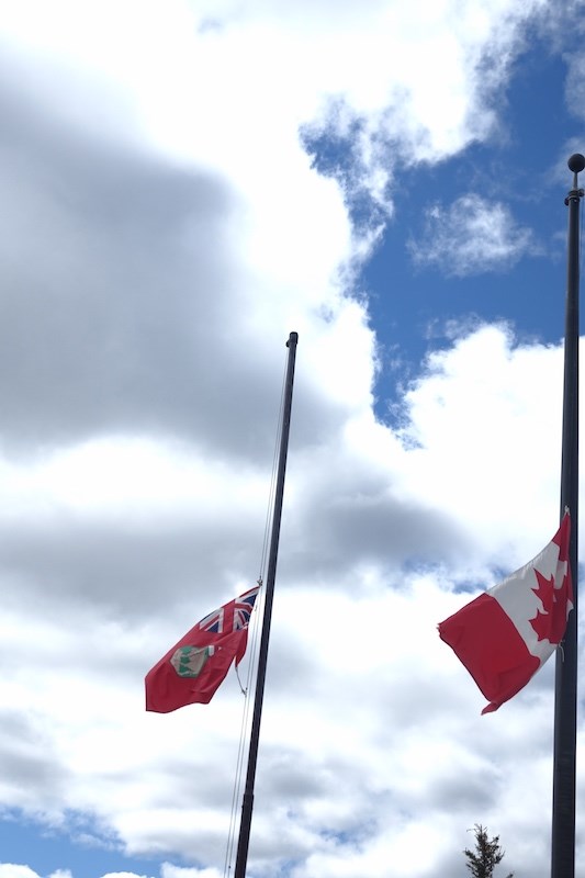 Flags at Thompson City Hall were lowered to half-mast May 30 in honour of 215 Indigenous children wh