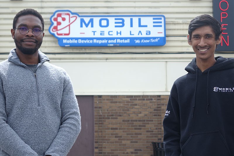 Daniel Okagbare, left, and Kyle Jagassar, right, owners of Mobile Tech Lab, which opened a location