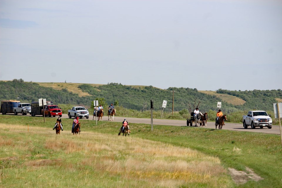 To honour the 215 and recognize the reality and pain of residential schools for First nations throughout Canada, the Unity Riders travel from the pow wow grounds, through the valley southward to the PetroCan at Highway One, Saturday, June 5.