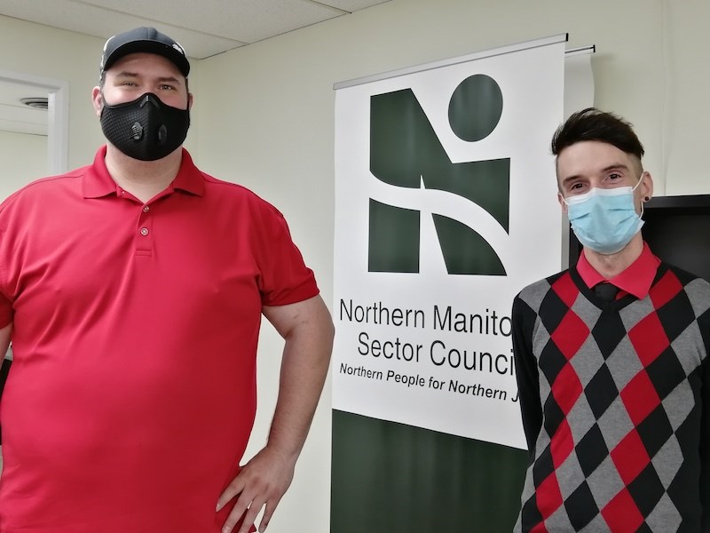 Kurtis McLeod, left, and Justin Menard, right, are overseeing the establishment of a Computers for S