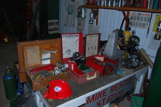 Some of the mine rescue equipment in the Snow Lake Mining Museum’s extensive display.