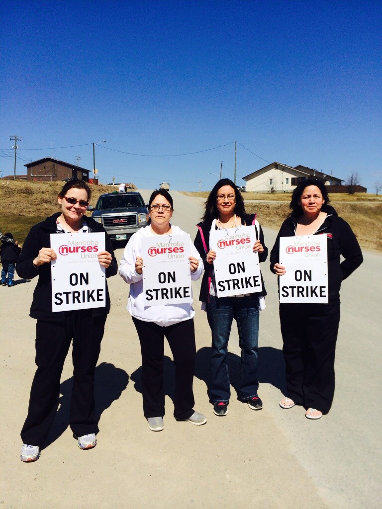 Melanie Wastesicoot Kim Chevillard Leanne Anderson Arlene Job Nelson House May 2015 nurse strike