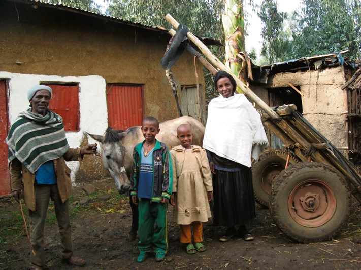 A family is helped by the Food for Hungry’s Orphaned and Vulnerable Children Project – a project supported by CFGB. This horse and cart, used for the family’s delivery business, was financed with a micro loan through that project.