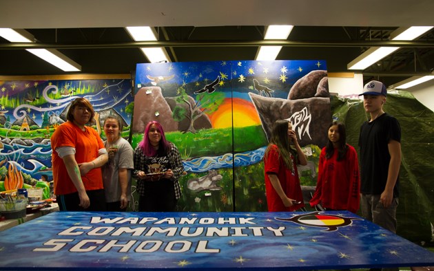 Grade 8 students Lorna Bee-Fourre, Shanelle Bloomfield, Kalie Anderson, Tanisha Redhead, Electra Caribou and Xavier York were selected for their artistic prowess to paint a second mural, which will be displayed on the exterior of the school.