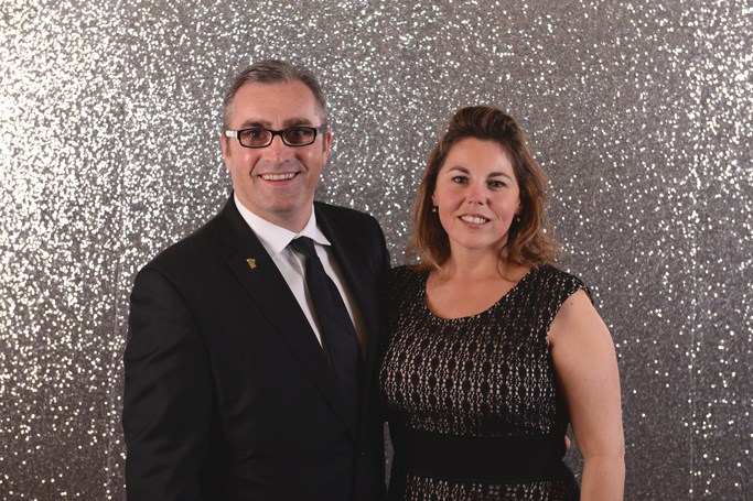Former Snow Laker and CEO of the Manitoba Chambers of Commerce Chuck Davidson and his wife Jennifer.