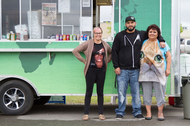 Blazen Burgers founder/owner Rob McIvor (centre), along with Kelly Moors (left) and his mother Margr
