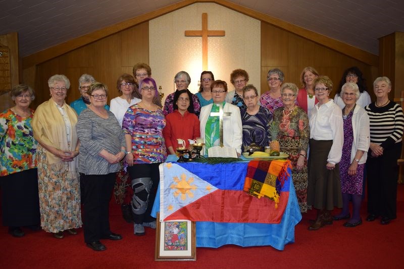 A World Day of Prayer service was held on March 3 at the Kamsack Holy Trinity Anglican Church. Organizers and participants who helped in various capacities, from left, were: (back) Colleen Bernard, Bernice Makowsky, Ione Morash, Connie McKay, Joyce MacLean, Lorraine Thomas, Alva Beauchamp, Olga Kiwaluk, Georgina Harambura, Sally Bishop, Milena Hollett, and (front), Susan Aikman, Nicole Larson, Lucille Aldip, Reverend Nancy Brunt, Diane Larson, Bev Scobie, Audrey Horkoff, Marj Orr and Marilyn Marsh.
