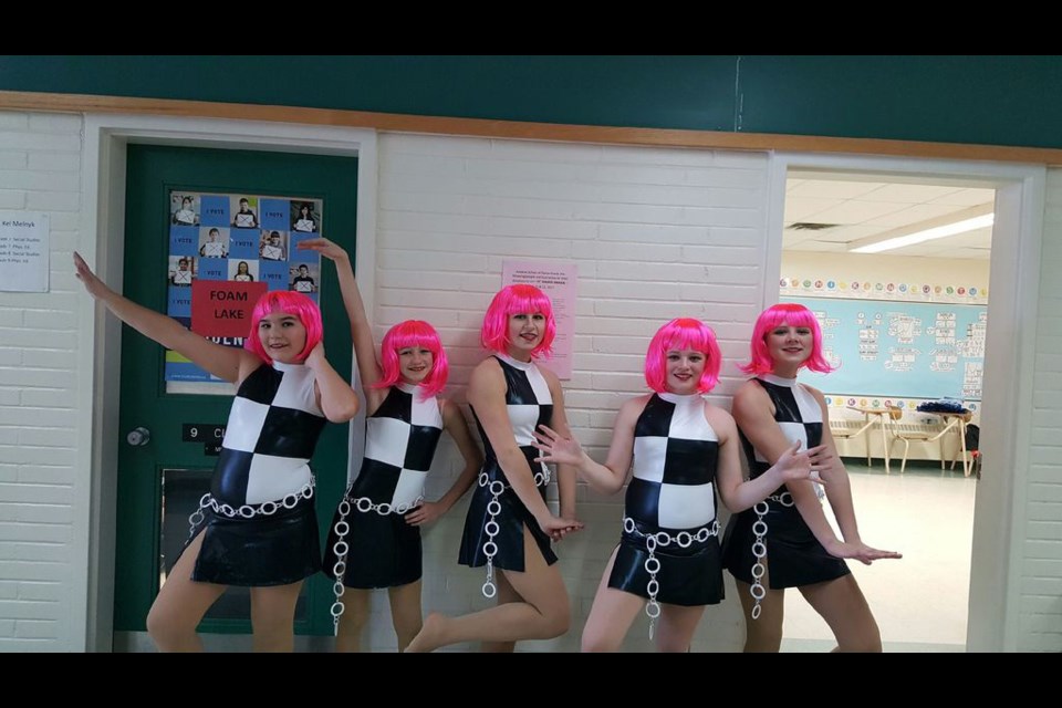 Tap four dancers who won gold medals, from left, were: Katryna Englot, Kiera Balyski, Olivia Chornomitz, Mia Mitchell and Chloe Chornomitz.