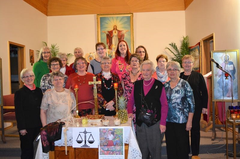 The women of various Norquay and Hyas church congregations took part in World Day of Prayer held at the Norquay Ukrainian Catholic Church on March 3. Among the participants, from left, were: (back row) Marg Cherewyk, Linda Johnson, Tricia Challoner, Cara Severson, Karen Filipowich and Jean Anderson; (middle) Patricia Kachman of Hyas, Donna Lulashnyk of Pelly, Marlene Jacquemart, Dianne Romanow, Delphine Howard and Dianne Prekaski (soloist), and (front) Judy Nelson, Lynn Schweigert, Ann Stallard and Christine Olenick (organist). All are of Norquay except where noted.