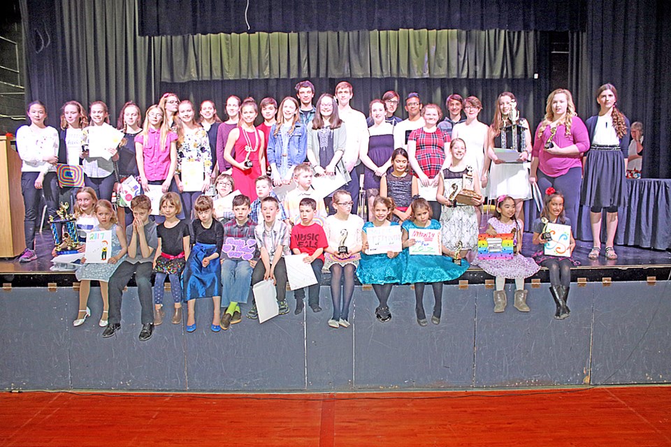 All of the award-winners at the Nipawin and District Music Festival pose for a photo after the final concert March 28. Review Photo/Devan C. Tasa
