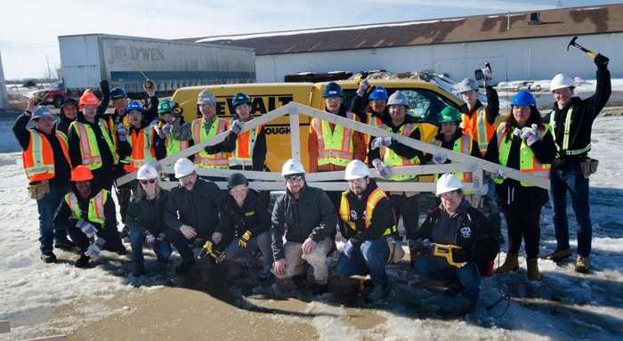 The Construction Worker 101 project crew at the beginning of the build. Thirteen youth graduated from the program, which was a partnership between Your Choice Homes Inc. and the Yorkton Tribal Council, intended to generate interest in the construction trade.