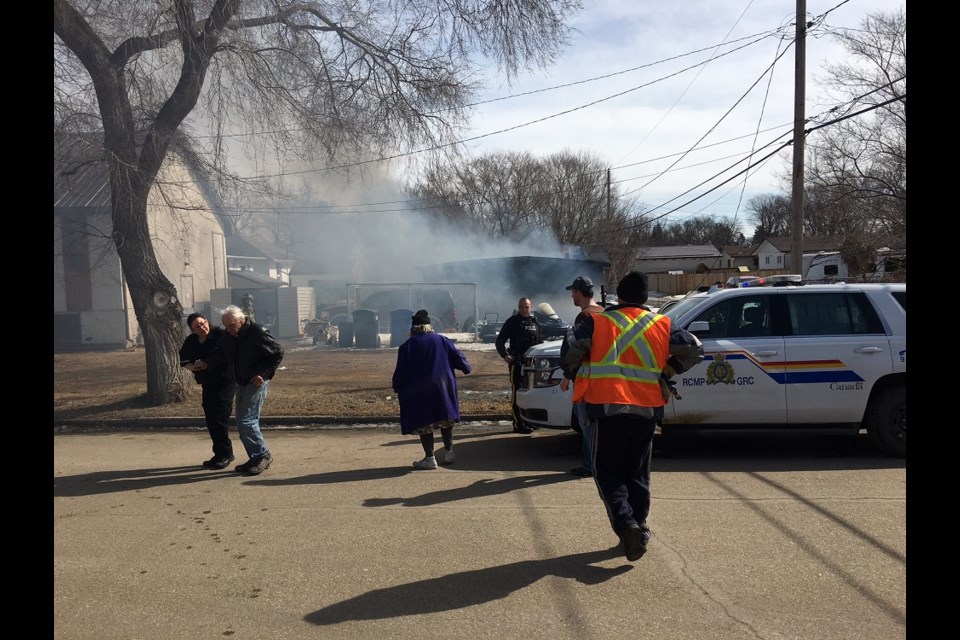 Fire destroyed a Canora garage and the car inside on March 25.