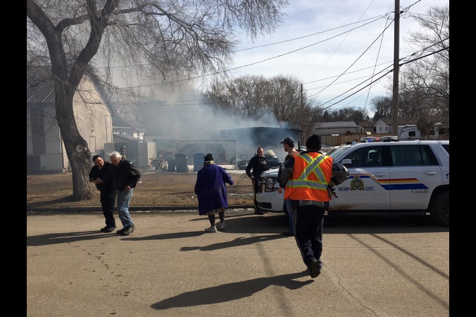 Fire destroyed a Canora garage and the car inside on March 25.