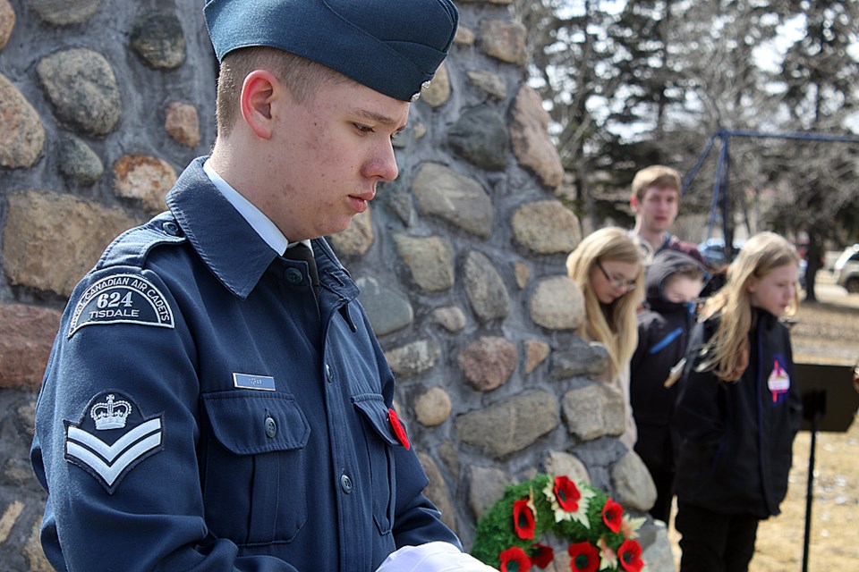 A member of the Tisdale Air Cadets stands guard as the service was conducted.