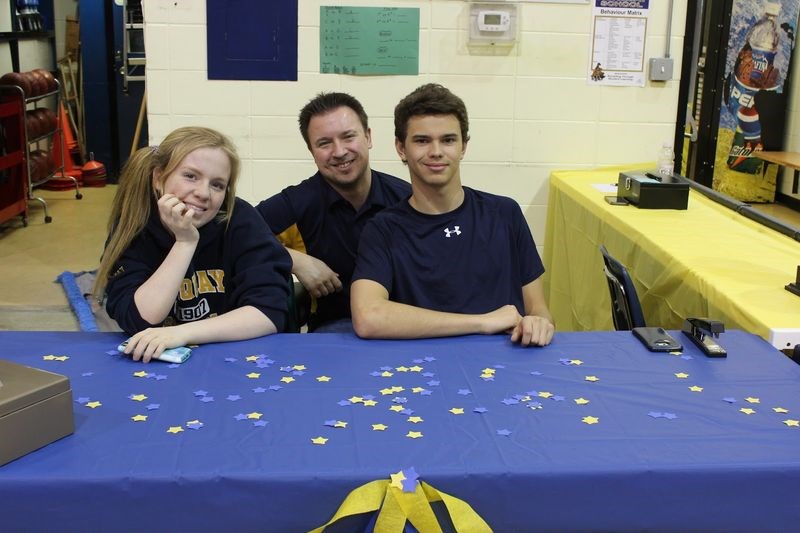 At the Norquay School perogy supper, from left, were: Pyper Ramsay, Evan Rostotski and Cody Heskin.