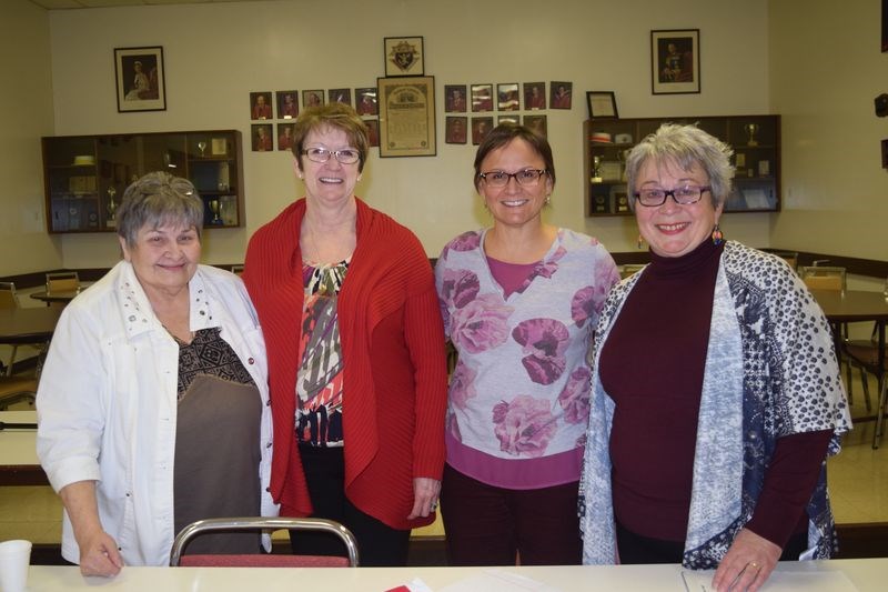 Speaking at the End of the Line public meeting in Kamsack last week, from left, were: Cecelia Cazakoff of Kamsack, a retired school teacher and chair of the Kamsack Library board; Donna Krawetz of Kamsack, a member of CUPE; Cheryl Stadnichuk of Regina, representing CUPE at the provincial level, and Linda Osachoff of Mikado, an employee of the credit union system and a former employee of the health field, who was the moderator.