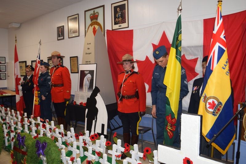 The front of the Kamsack Legion hall was decorated to include a large Canadian flag, a cenotaph and many tiny white crosses bearing red poppies for the Vimy Ridge centennial service on April 9.