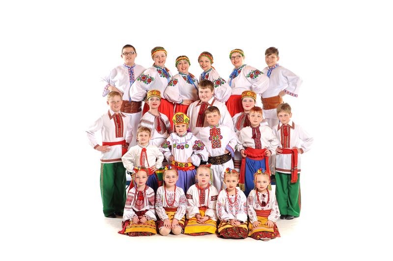 Barveenok Ukrainian dancers, from left, were: (back row) Hunter Mirva, Kylie Babiuk, Layne Englot, Brynn Babiuk, Allyssa Mirva and Daniell Mirva; (middle) Mason Babiuk, Alecia Shuba, Lyndon Gawrelitza and Cassidy Paterson; (front) Keltyn Konkel, Avery Masley, Conner Burym, Karter Johnson, Bracyn Konkel, and (sitting) Skylee Petras, Allie Babiuk, Trinity Petras, Eva Romanachuk and Shaye Burym. --Photograph courtesy of Canora Photography and Framing