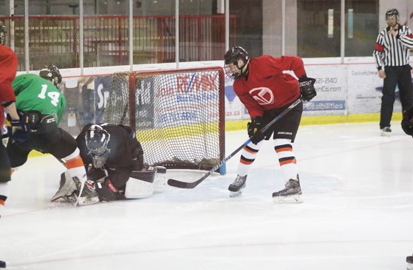 Players battling to show their best on the ice during the games on Sunday, which included both veteran players and young hopefuls.