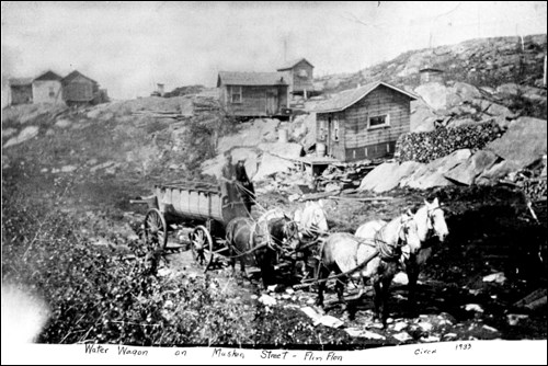 A water wagon on Muskea Street in Flin Flon.