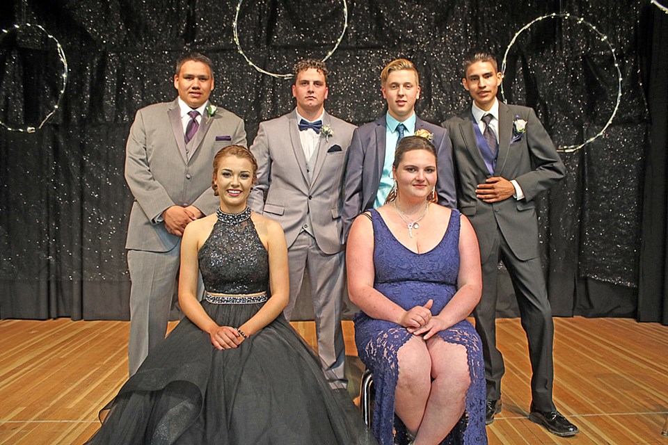 The final graduating class at Gronlid Central School had six students. From left, starting in the back, are Jerimiah Burns, Jace Schellenberg, Nicholas Chokan and Jorden Peters. In front are Quinn Sturby and Paige Piatt. Review Photo/Devan C. Tasa