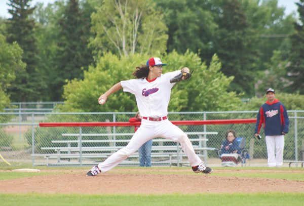 The Parkland Expos wrapped up their regular season over the weekend. They played on Saturday and Sunday against the SE Twins and Regina, respectively. In a doubleheader against he Twins, the Expos picked up one win and one loss. They fell 12-5 to Regina. They finish the season with a record of 3-27. Kaito Farquharson, pictured here, led the team in batting stats with 30 hits, 16 RBI and 15 runs. He also had the most innings pitched on the team throughout the season with 37.1.