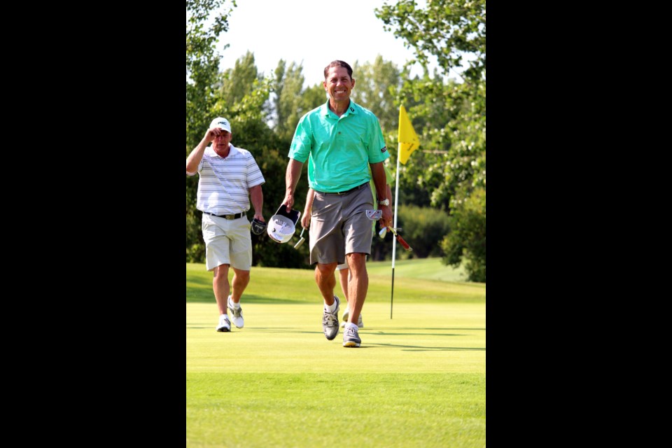 Ken Rodgers was all smiles as walked off the course after winning the 2017 Gold Eagle Provincial Senior Men’s Golf Championship at the North Battleford Golf and Country Club Thursday afternoon. Photo by Lucas Punkari